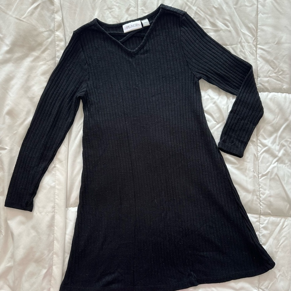 The Children's Place Black Sheath Dress V-Neck Long Sleeve